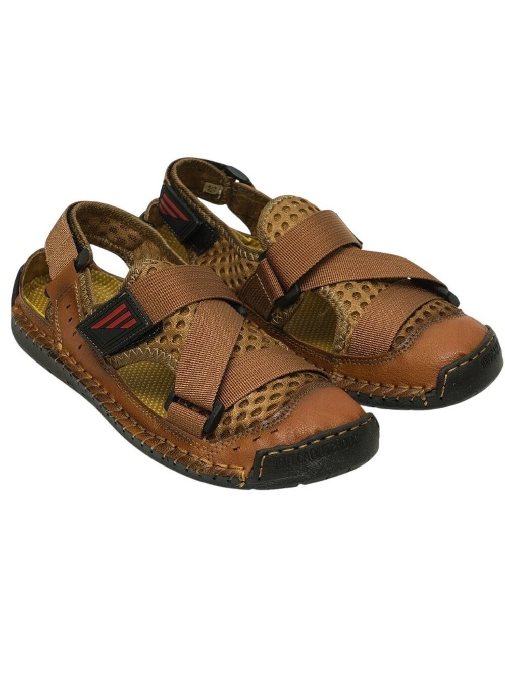 Comfort Flat Sandals Brown Mesh Hook Loop Adjustable Womens Size 9 / EU 39